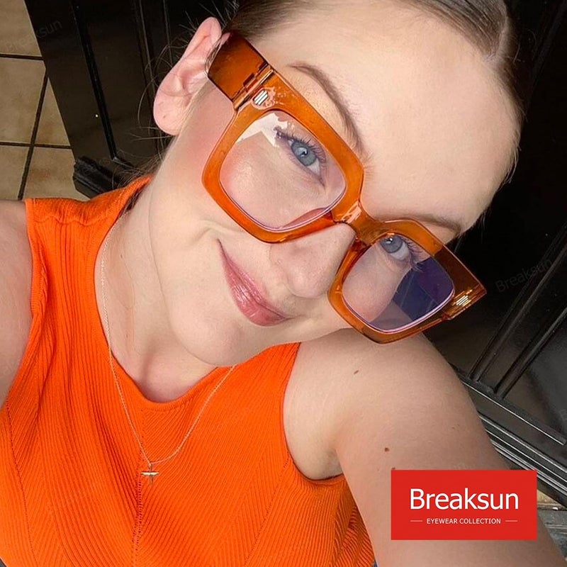 Breaksun Fashion Oversized Blue Light Blocking Glasses for Women Men Trendy Big Square Frame Computer Eyeglasses - Image 2